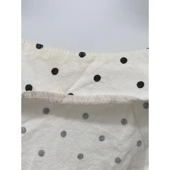 UNBRANDED Women's White-Black Micro Dot Print Balloon Sleeve Cropped Top SZ S - Picture 5 of 9